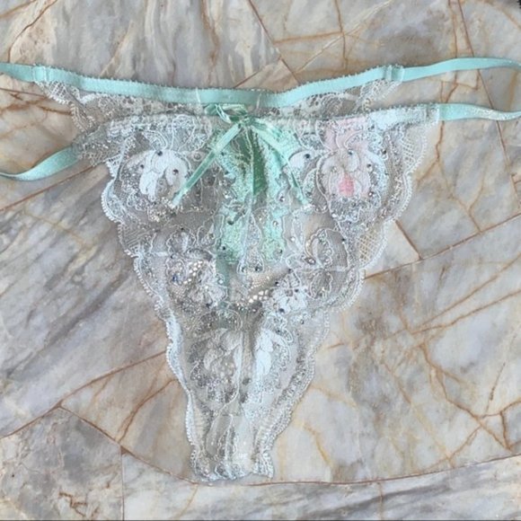 Rare Fashion Show Designer Seduction Lace Mint Green Thong Panty - Picture 1 of 7